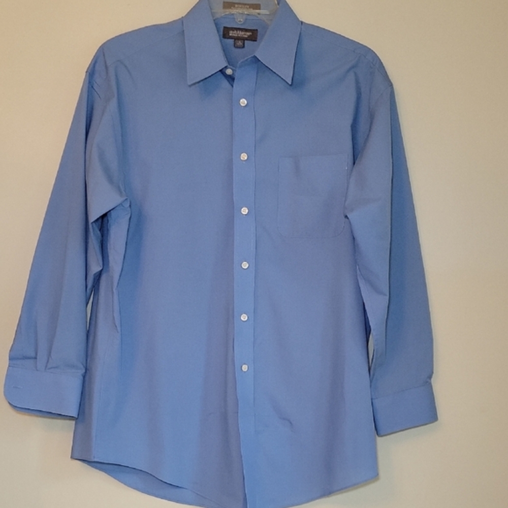Croft & Barrow Mens Blue Broadcloth Dress Shirt 16 32/33 Wrinkle Resistant